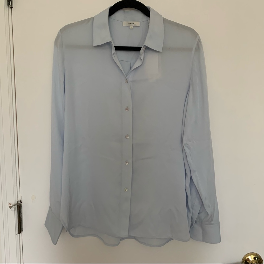 Vince Silk Blouse size L NWT Color: Powder Blue